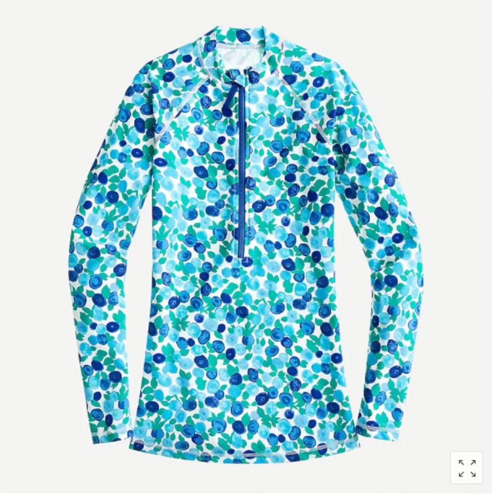 NWT J. Crew Blueberry Floral Rash Guard XS